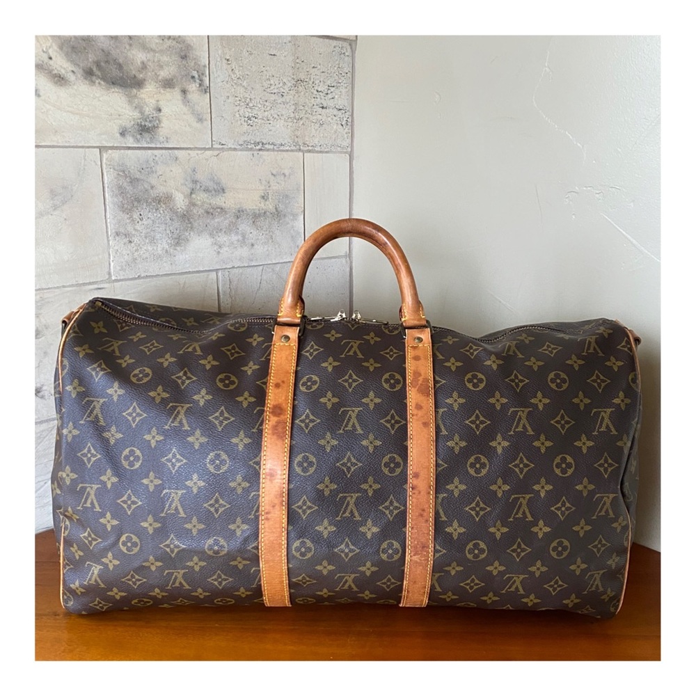 Louis Vuitton Monogram Canvas Keepall Travel Duffel with Vachetta Trim - Picture 2 of 13